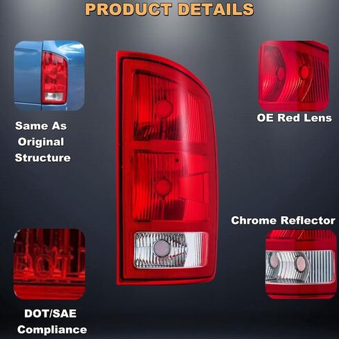 TULALUX-For 2002-2006 Dodge Ram 1500 2500 3500 Pickup Tail Lights Brake Lamp (Dark red) in Saudi Arabia