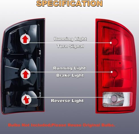 TULALUX-For 2002-2006 Dodge Ram 1500 2500 3500 Pickup Tail Lights Brake Lamp (Dark red) in Saudi Arabia