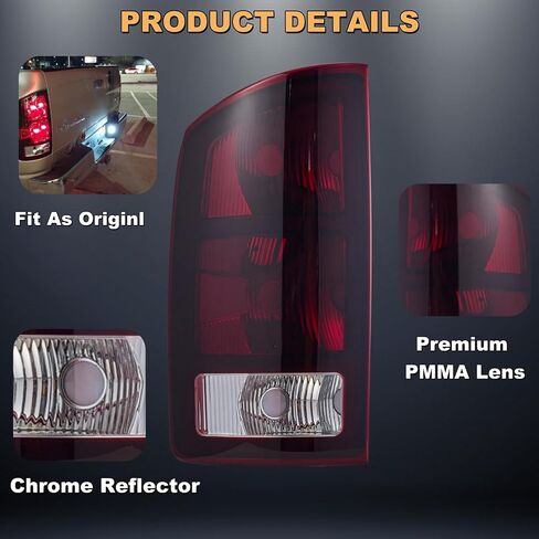 TULALUX-For 2002-2006 Dodge Ram 1500 2500 3500 Pickup Tail Lights Brake Lamp (Dark red) in Saudi Arabia