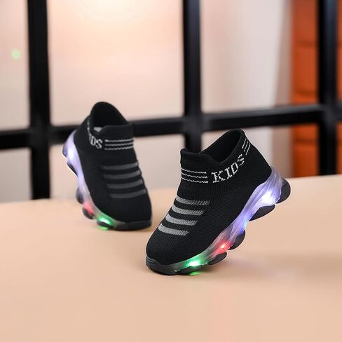 Toddler Little Kids Light Up Led Shoes Breathable The First Walking Slip On Luminous Tennis Boys Girls in Saudi Arabia