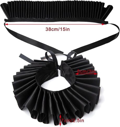 Elizabethan Collar,Renaissance Ruffle Clown Collar Victorian Colonial Dickens Neck Lace Neck Collar in Kuwait