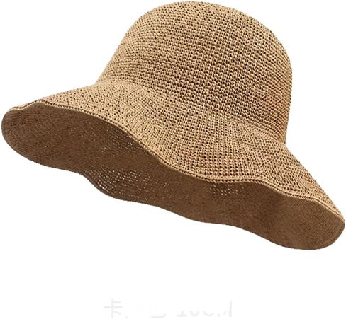 KORADI Womens Sun Hats Crochet Straw Hat Wide Brim Summer Beach Bucket Hat Foldable Floppy Dome Straw Cap in Kuwait