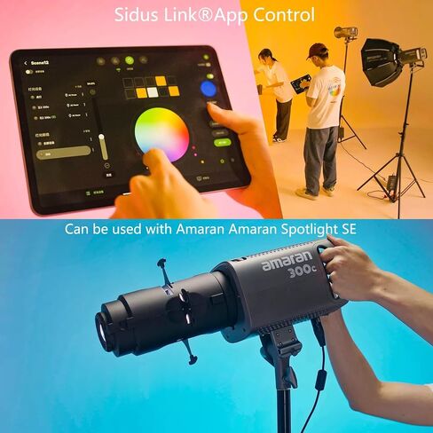 Aputure Amaran 300C RGBWW Full Color LED Video Light,300W Bi-Color 2500K to 7500K Bowens Mount Continuous Light Bluetooth App Control 9 System FX DC/AC Power Supply Silent Fan in Saudi Arabia