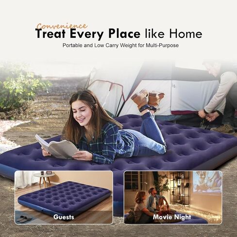 Single Size Air Mattress Inflatable Bed, Blow Up Mattress Camping Sleeping Pad in Kuwait
