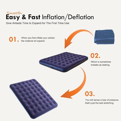Single Size Air Mattress Inflatable Bed, Blow Up Mattress Camping Sleeping Pad in Kuwait