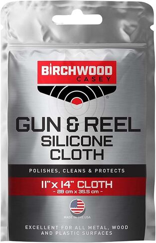 BIRCHWOOD CASEY Gun & Reel Silicone Single Cloth | Lightweight Cotton 11"x14" Cleaning Rag for Gun, Sporting Equipment & Precision Instruments in Saudi Arabia