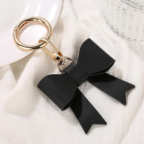 Small Leather Bow Keychain Charm for Handbag Purse Bag in Saudi Arabia