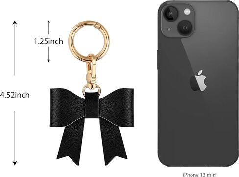 Small Leather Bow Keychain Charm for Handbag Purse Bag in Saudi Arabia