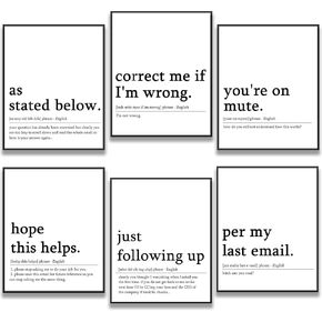 6 PCS Office Decor for Women Men Home Office Wall Accessories - 8 x 10 inches Funny Quotes Coworker Gifts Aesthetic Room Decor - Unframed (Spelled wrong words already corrected)