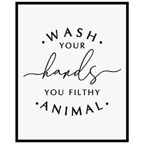 Wash Your Hands, You Filthy Animal, Kids Bathroom Wall Decor, Funny Bathroom Decor, Toilet Wall Art, Bathroom Print, Bathroom Quote Prints, 8x10 inch - UNFRAMED