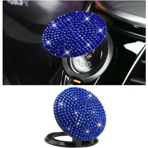 Bling Car Push to Start Button Cover, Anti Scratch Ignition Button Protective Cap, Crystal Rhinestone Engine Button Sticker, Universal Auto Interior Decor Accessories (Black)