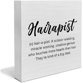 Hairapist Definition Wood Box Sign Decor Desk Sign Hair Stylist Wooden Box Block Sign Rustic Home Decoration Birthday Christmas Graduation Gift