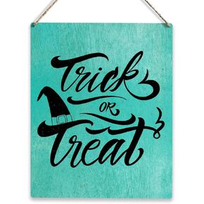 لافتة خشبية للهالوين على طراز مزرعة ريفية موضوع الخريف خدعة أو علاج علامة خشبية معلقة لوحة مقاس 8 × 10 بوصة ديكور منزلي للهدايا in Kuwait