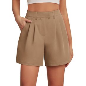 Feiersi Womens Casual Elastic Waist Wide Leg Suit Tailored Shorts Summer Dressy Work Trouser Shorts with Pocketsts