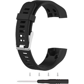 Strap Compatible with Vivosmart HR+ Bands Replacement Striped Sport Straps with Tool Kits for Garmin vívosmart HR Plus Tracker (Black)
