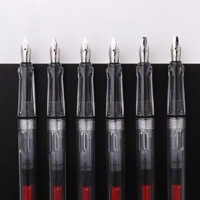 6Pcs Calligraphy Fountain Pen Set Art Ink Pen Flower Body Pen Flat Tip Pen Tibetan Arabic Gothic Letter Pen(0.7mm, 1.1mm, 1.5mm, 1.9mm, 2.5mm, 2.9mm) in Kuwait