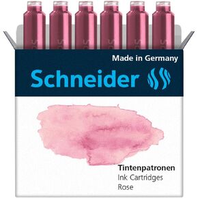 Schneider Ink Cartridge Pastel, Standard Format, Ball Closure, Refill for Fountain and Cartridge Rollerball Pens, Ice Blue Ink, Box of 6 Cartridges (166130)