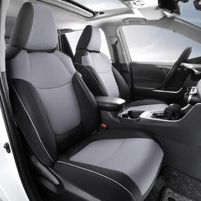 AOOG Leather Car Seat Covers Fit RAV4, Waterproof Faux Leather Seat Covers Custom Fit for Toyota RAV4 2019 2021 2022 2023 LE,XLE,XLE Premium, Limited (Front Pair, Black)