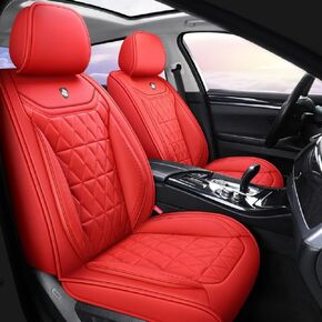 YJZT01 Red Leather Car Seat Covers Comfortable Car Seat Cover, 5-Seater Full Set Universal Type, Suitable for Most Cars SUV Pickup Trucks(Red1)