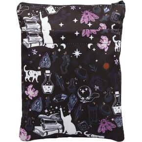 Witchy Book Sleeve Witch Cat Gift Cat Lovers Book Protector Zipper Book Cover Witch Lover Halloween Mystical Gift (Witch and cat Sleeve)