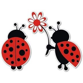 ملصق من الفينيل على شكل زهرة لطيفة من Ladybug Love - مقاس 6 × 4 بوصة - لسيارة شاحنة الدفع الرباعي والشاحنة ونافذة مصد الصدمات والجدار والكمبيوتر المحمول والكمبيوتر اللوحي وكأس الأمتعة وأي سطح أملس