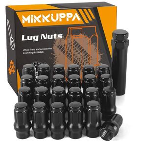 MIKKUPPA 24pcs M12X1.5 Extended Lug Nuts - Black Extended Thread Lug Nut (ET) - 17mm Hex, 1.57" (40mm) Tall, 0.79" (20mm) Wide, Replacement for Toyota Tacoma 4Runner Lexus