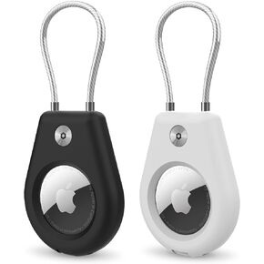 4 Pack Airtag Holder Compatible with Apple AirTag, Secure Holder with Wire Cable For Men Women's Keyrings & Keychains, Air Tag Case Keychain Key Ring Luggage tag for Keys, Luggage, Bags and More