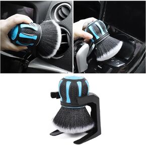 AUCELI Car Detailing Brush, Ultra Soft Auto Interior Dusting Brush with Storage Rack, Car XL Synthetic Brush Cleaning Tool, Universal Covers Large Area Inside or Outside Vehicles (Blue)