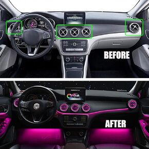 12 Colors Dashboard Air Vents Interior Trim Set for 2014 2015 2016 2017 2018 2019 Mercedes-Benz CLA180 CLA200 CLA250 CLA45AMG W117 Ambient Light Accessories, 5pcs Turbo LED AC Vent Lights