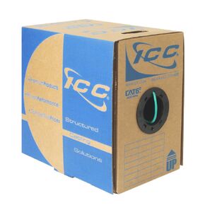ICC Cat5e Plenum 1000ft - UTP 24AWG, 100% Solid Pure Copper, Unshielded CMP, Bulk Ethernet Cable, PoE++, 350MHz, Reelex Pull Box, UL Certified, ETL Verified, RoHS and TAA Compliant, Blue