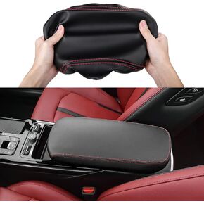 for Kia K5 Accessories 2024 2023 2022 2021 Car Armrest Cover Armrest Storage Box Lid Center Console Seat Protector -Black with Black Stitches