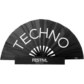 Rave Fan by Festivl - Heavy Duty Bamboo Folding Hand Clack Fan, Rave Accessories - Techno, House Music, Festival essentials