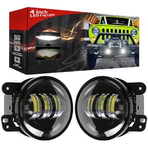 Led Fog Lights 4 Inch 42W 2PCS Driving Fog Light Lamp for Jp Wrangler JK Dodge Chrysler Cherokee also fits 09 Journey, 05-08 Magnum, 10-12 Journey, Magrum, 11-12 Charger(4D Jp Fog Light)