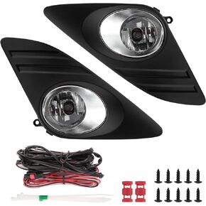 RP Remarkable Power, Compatible with 2012 2013 2014 Camry Clear Fog Light Kit with Wiring Harness& Swtich Clear Lens Black Bezel FL7010