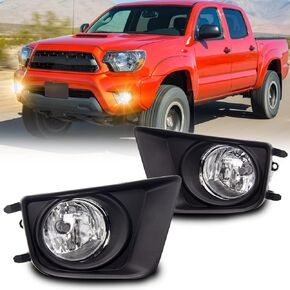 Fog Light Assembly Replacemen for 2012-2015 Toyota Tacoma Pickup Truck With H11 12V 55W Halogen Bulbs(Clear Lens)
