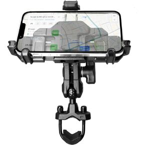 Vibration Dampening Motorcycle Phone Mount with Action Camera Adapter, Bike/ATV Phone Holder with Aluminum Handlebar U-Bolt Base, Fits iPhone 15 Pro Max/14/13, Galaxy S23+/23 and More