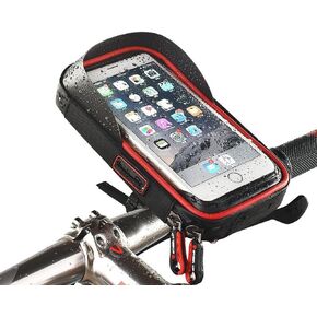 MOOZO Bike Handlebar Bag, Universal Waterproof Cell Phone Pouch Bicycle & Motorcycle Handlebar Phone Mount Holder Cradle with 360 Rotate for iPhone Samsung HTC LG Smartphones up to 6'' (Black)