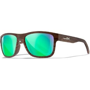 نظارات شمسية مستقطبة من Wiley X Ovation Captivate، نظارات أمان للرجال والنساء، حماية للعين من الأشعة فوق البنفسجية للرماية وصيد الأسماك وركوب الدراجات والرياضات الشديدة، إطارات خشبية غير لامعة، مرآة خضراء ملونة in Kuwait