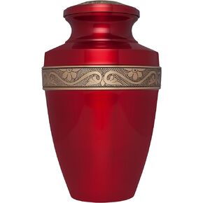 Blue Funeral Urn Cremation Urn for Human Ashes - Hand Made in Brass - Suitable for Cemetery Burial or Niche - Large Size fits Remains of Adults up to 200 lbs - Mimosa Model