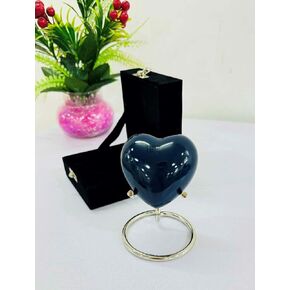 Blue Small Love Heart Pet Urn for Ashes with Box Small Heart Dog’s and Cat’s Ash Container for Funeral Remains with Stand Mini Heart Cremation Urn for Ashes