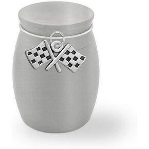 Small Mini Drag Racing Memorial Checkered Flag Cremains Holder Container Jar Vial Brushed Stainless Steel Cremation Funeral Urn Memorial for Dad Grandpa 1 1/2" Tall