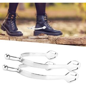 Zerodis Stainless Steel Horse Spurs, Horse Spurs Western Stainless Steel Spurs for Equestrian Boots Men Women Rider Horsemanship Lovers