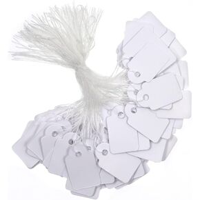 500 pcs Jewelry Price Tags with String Attached, Paper Price Labels, Display Clothing Tags Display Label, Marking Tags with Elastic String (Gold)