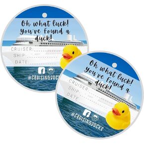 Cruising Ducks Tag with Hole | 30 Pack | Carnival Rubber Cruising Duck Tag | 2.5" inch Circle Tags | #CruisingDucks