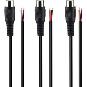 (3 Pack) Replacement RCA Female Jack Plug Connector Adapter to Bare Wire Open End Audio Video RCA Cable for Repair