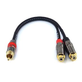 RCA Splitter 1 Female 2 Male RCA Y Adapter Subwoofer Cable Audio Video Splitter Adapter 8 inches(1Female to 2 Male)