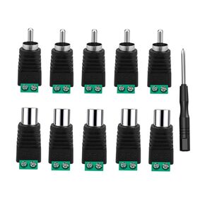RCA to Speaker Wire Adapter, 10Pcs RCA to AV Screw Terminal Connector Phono RCA Male Female Plug Solderless Converter Audio/Video Speaker Wires Connectors No Soldering Adapter