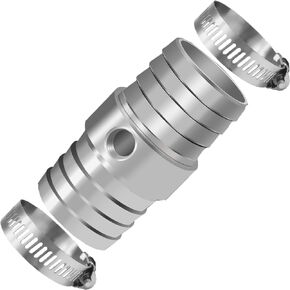 1" Radiator Hose Barb Coupler with 1/8" NPT Side Port-Aluminum 1in Steam Tube Adapter Kit, with 2pcs Stainless Steel Hose Clamps Compatible with LS Swap Steam/Coolant Crossover Splice (1 inch)