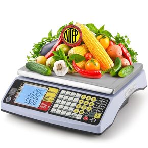 Bonvoisin 66lb Price Computing Scale NTEP Approved Legal for Trade Rechargeable Commercial Market Food Weighing Scale with 40 Plus Shortcuts Electronic Deli Scale Dual Display Counting Scale (66lb)