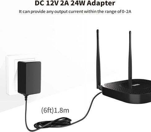 Tonton 12V 2A 6Ft Power Supply Adapter, 24W Universal Charger AC 100-240V with 8Tips to 12Volt DC Plug 2A 1.8A 1.5A 1.2A 1A 0.5A UL/CE/FCC Certified for LED, Router, Security Camera, Keyboard, Scanner in Saudi Arabia